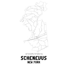 Schenevus New York. US street map with black and white lines.