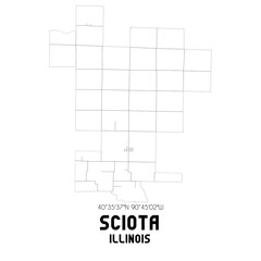 Sciota Illinois. US street map with black and white lines.