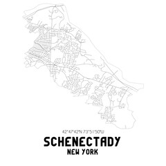 Schenectady New York. US street map with black and white lines.