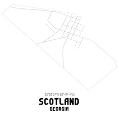 Scotland Georgia. US street map with black and white lines.