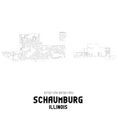 Schaumburg Illinois. US street map with black and white lines.