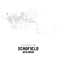 Schofield Wisconsin. US street map with black and white lines.