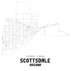 Scottsdale Arizona. US street map with black and white lines.