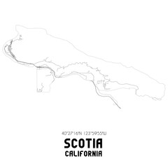 Scotia California. US street map with black and white lines.
