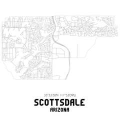 Scottsdale Arizona. US street map with black and white lines.
