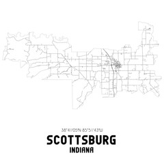 Scottsburg Indiana. US street map with black and white lines.