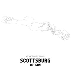 Fototapeta na wymiar Scottsburg Oregon. US street map with black and white lines.