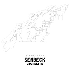 Fototapeta na wymiar Seabeck Washington. US street map with black and white lines.