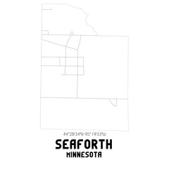 Seaforth Minnesota. US street map with black and white lines.