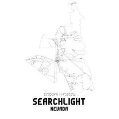 Searchlight Nevada. US street map with black and white lines.