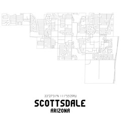 Scottsdale Arizona. US street map with black and white lines.