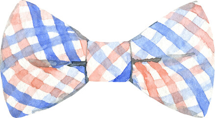 Watercolor Easter clothes plaid bowtie illustration,ribbon, object. Clothes accessories, spring decor, blue,pink, fashion, hipster clothes, create character overlay, drop, print,printable, clipart,diy