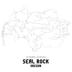 Seal Rock Oregon. US street map with black and white lines.