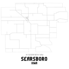 Searsboro Iowa. US street map with black and white lines.