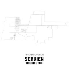 Seaview Washington. US street map with black and white lines.