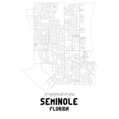 Seminole Florida. US street map with black and white lines.