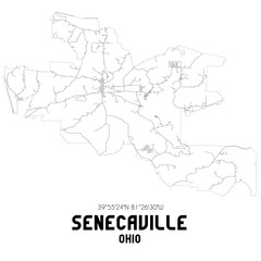 Senecaville Ohio. US street map with black and white lines.