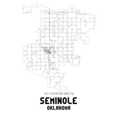 Seminole Oklahoma. US street map with black and white lines.