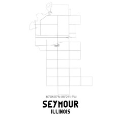 Seymour Illinois. US street map with black and white lines.