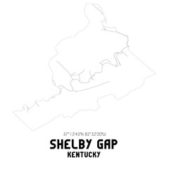Shelby Gap Kentucky. US street map with black and white lines.
