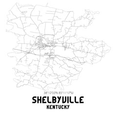 Shelbyville Kentucky. US street map with black and white lines.
