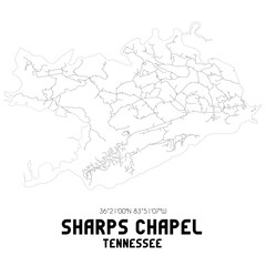 Sharps Chapel Tennessee. US street map with black and white lines.