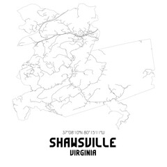 Shawsville Virginia. US street map with black and white lines.