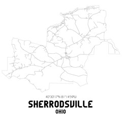 Sherrodsville Ohio. US street map with black and white lines.