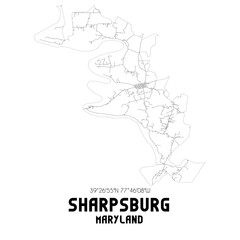 Sharpsburg Maryland. US street map with black and white lines.