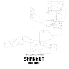Shawmut Montana. US street map with black and white lines.