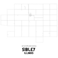 Sibley Illinois. US street map with black and white lines.