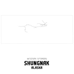 Shungnak Alaska. US street map with black and white lines.