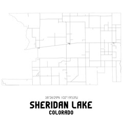 Sheridan Lake Colorado. US street map with black and white lines.