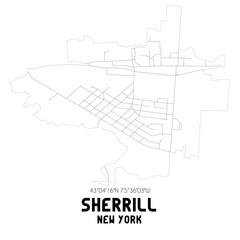 Sherrill New York. US street map with black and white lines.