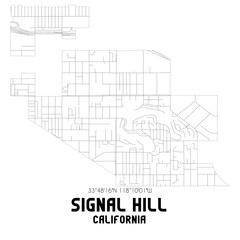 Obraz premium Signal Hill California. US street map with black and white lines.