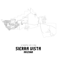 Sierra Vista Arizona. US street map with black and white lines.