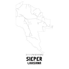 Sieper Louisiana. US street map with black and white lines.