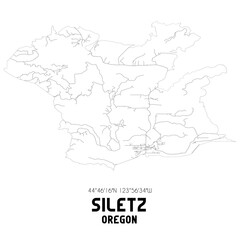 Obraz premium Siletz Oregon. US street map with black and white lines.