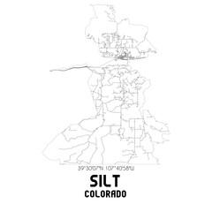 Silt Colorado. US street map with black and white lines.