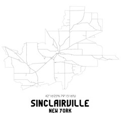 Sinclairville New York. US street map with black and white lines.