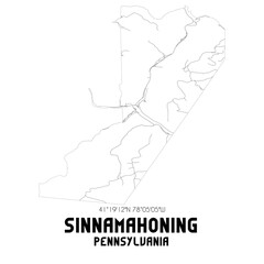 Sinnamahoning Pennsylvania. US street map with black and white lines.