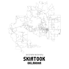 Skiatook Oklahoma. US street map with black and white lines.