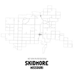 Skidmore Missouri. US street map with black and white lines.