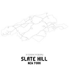 Fototapeta premium Slate Hill New York. US street map with black and white lines.