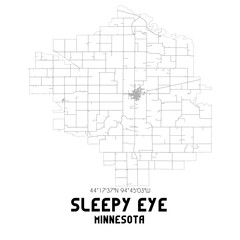 Sleepy Eye Minnesota. US street map with black and white lines.