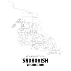 Snohomish Washington. US street map with black and white lines.