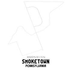 Smoketown Pennsylvania. US street map with black and white lines.