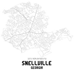 Snellville Georgia. US street map with black and white lines.