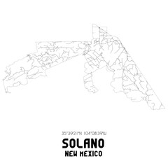 Solano New Mexico. US street map with black and white lines.