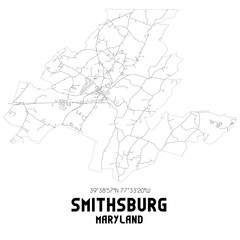 Smithsburg Maryland. US street map with black and white lines.